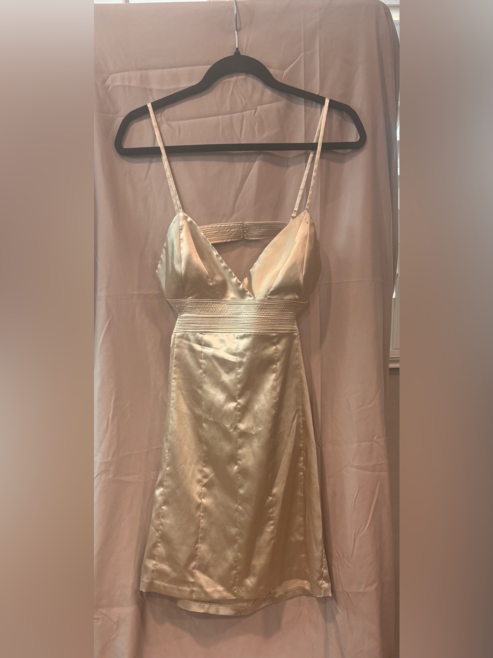 Forever 21 Cream Satin Slip Dress with Adjustable Straps